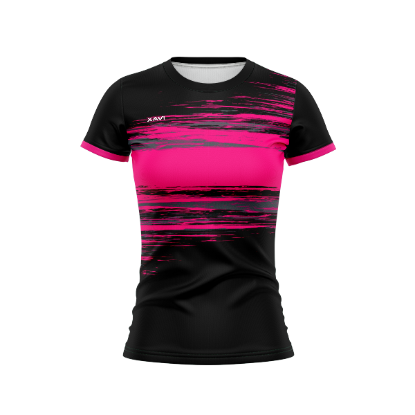 Xavi Performance T-shirt zwart/roze – Lichtgewicht & Functioneel voor Elke Sport - Dames - Afbeelding 3